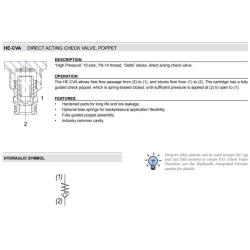 HE-CVA STANDARD Mechanical Directional Check Valve
