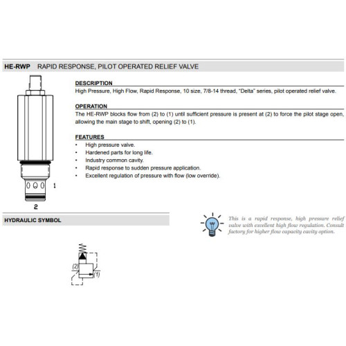 HE-RWP PILOT OPERATED Relief Mechanical Pressure Valve