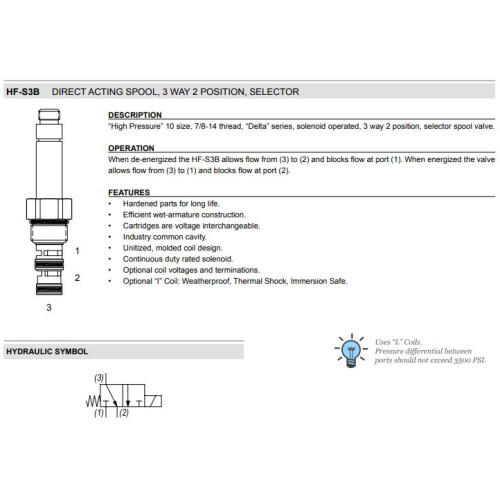 HF-S3B SELECTOR Solenoid Directional Valve 3W2P Spool 