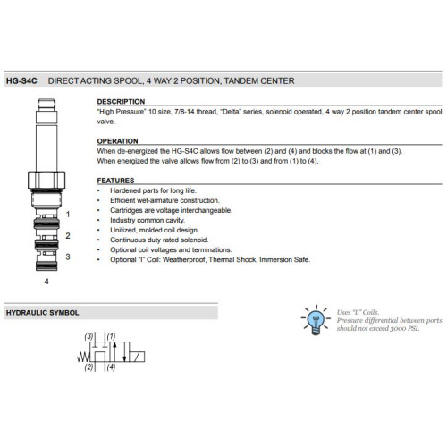 HG-S4C TANDEM CENTER Solenoid Directional Valve 4W2P Spool 