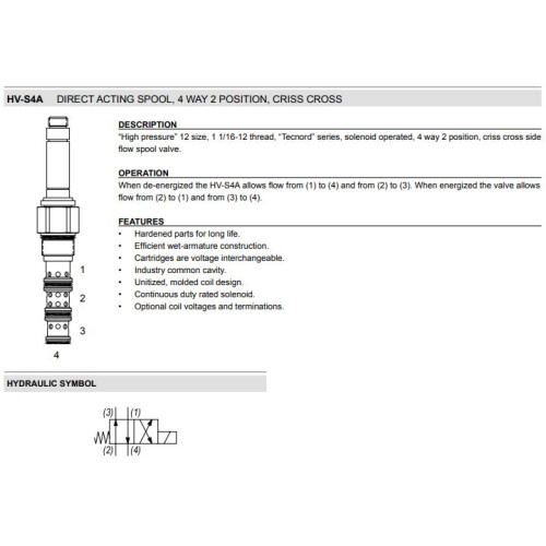 HV-S4A CRISS-CROSS Solenoid Directional Valve 4W2P Spool 