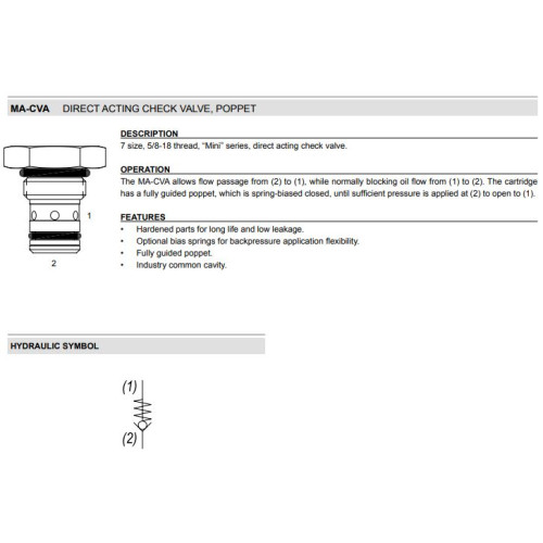MA-CVA STANDARD Mechanical Directional Check Valve