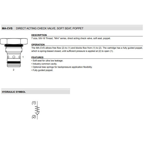 MA-CVS STANDARD - SOFT SEAT Mechanical Directional Check Valve