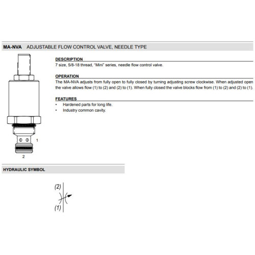 MA-NVA FLOW RESTRICTORS Needle Mechanical Flow Valve