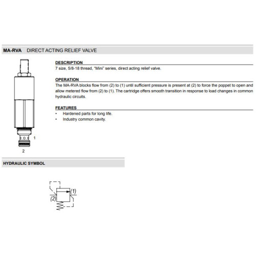 MA-RVA DIRECT ACTING Relief Mechanical Pressure Valve