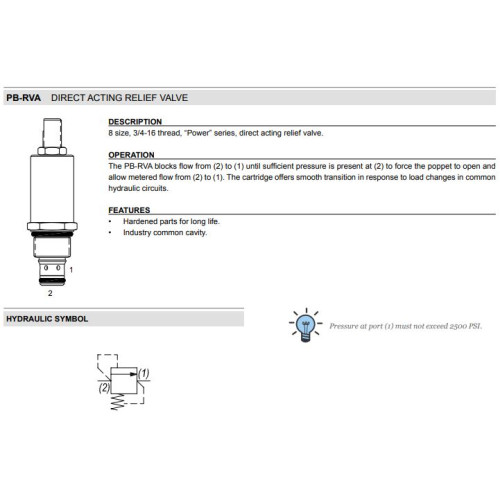 PB-RVA DIRECT ACTING Relief Mechanical Pressure Valve