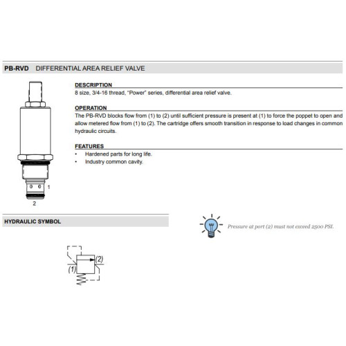 PB-RVD DIFFERENTIAL AREA Relief Mechanical Pressure Valve