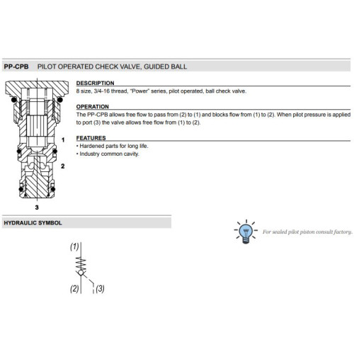 PP-CPB PILOT TO OPEN Mechanical Directional Operated Check Valve