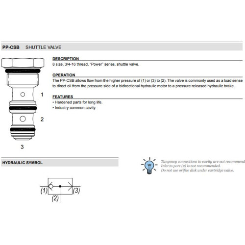 PP-CSB SHUTTLE Mechanical Directional Valve