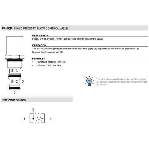 PP-FCP PRESSURE COMPENSATED - FIXED Mechanical Priority Flow Regulator Valve