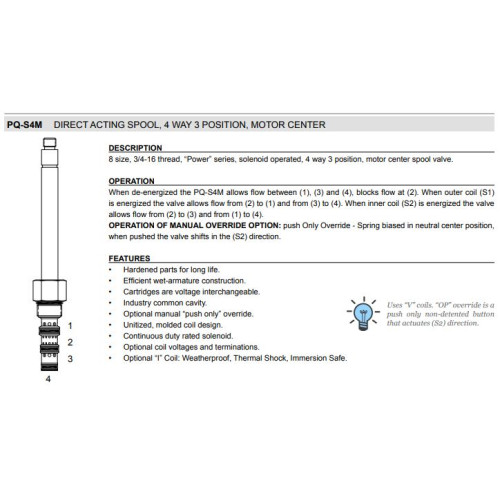 PQ-S4M MOTOR CENTER Solenoid Directional Valve 4W3P Spool 