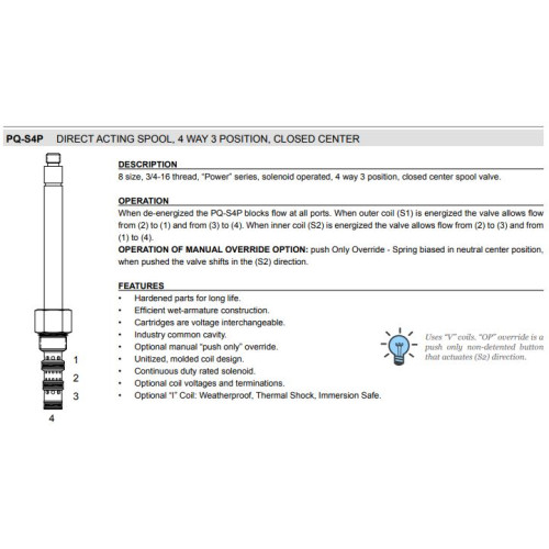 PQ-S4P CLOSED CENTER Solenoid Directional Valve 4W3P Spool 