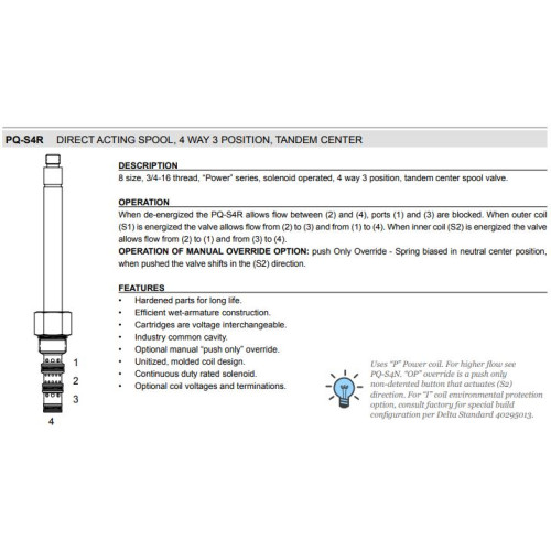 PQ-S4R TANDEM CENTER Solenoid Directional Valve 4W3P Spool 