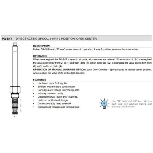 PQ-S4T OPEN CENTER Solenoid Directional Valve 4W3P Spool 