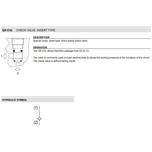 QS-CVL STANDARD Mechanical Directional Check Valve