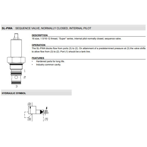 SL-PWA 2W NC - EXTERNAL PILOT Sequence Mechanical Pressure Valve