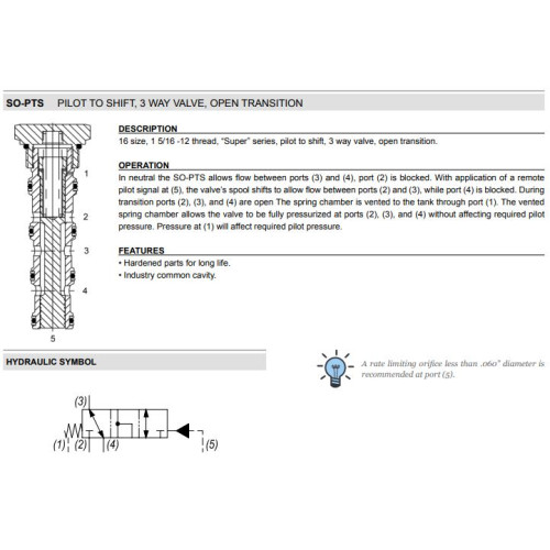 SO-PTS 3W OPEN TRANSITION Mechanical Directional Valve