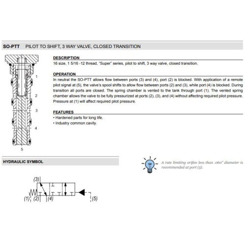 SO-PTT 3W CLOSED TRANSITION Mechanical Directional Valve