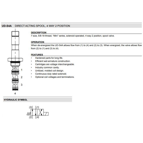 UD-S4A CRISS-CROSS Solenoid Directional Valve 4W2P Spool 