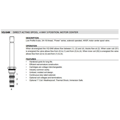 VQ-S4M MOTOR CENTER Solenoid Directional Valve 4W3P Spool 