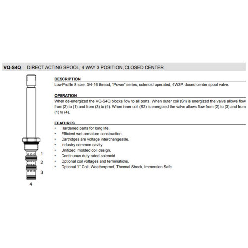 VQ-S4Q CLOSED CENTER Solenoid Directional Valve 4W3P Spool 